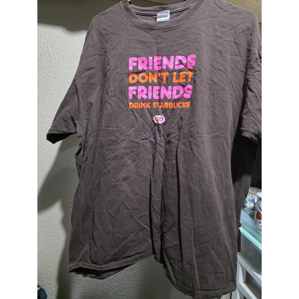Vtg 00s Dunkin Donuts Beats Starbucks Promo Tee Size XL Short Sleeve